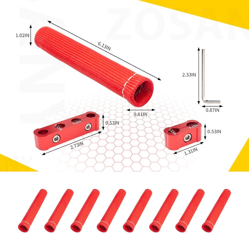 ZOSANY 12pcs Spark Plug Wire Separator Divider & 8pcs Spark Plug Wire Boots Protector Heat Shield Sleeve, Aluminium Alloy Engine Spark Plug Wire Divider Separator Kit for 8mm 9mm 10mm Wire - Image 2